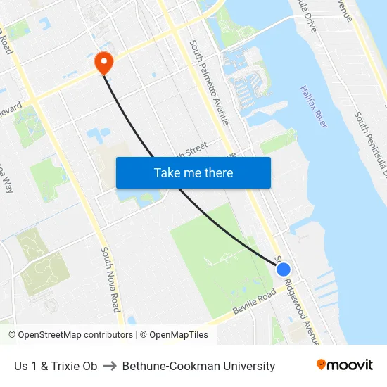 Us 1 & Trixie Ob to Bethune-Cookman University map