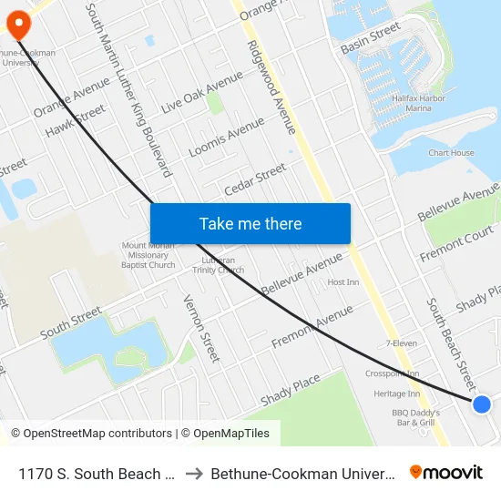 1170 S. South Beach Ob to Bethune-Cookman University map