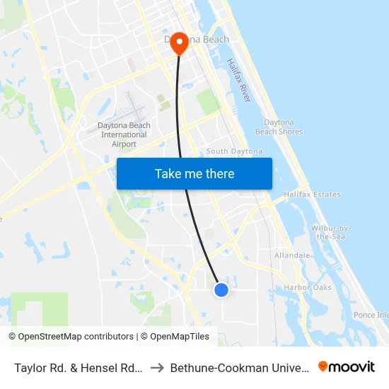 Taylor Rd. & Hensel Rd. Ob to Bethune-Cookman University map