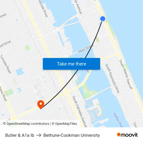 Butler & A1a Ib to Bethune-Cookman University map