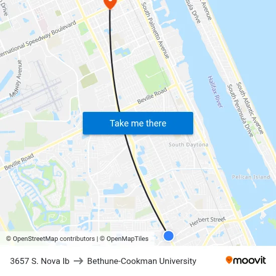 3657 S. Nova Ib to Bethune-Cookman University map