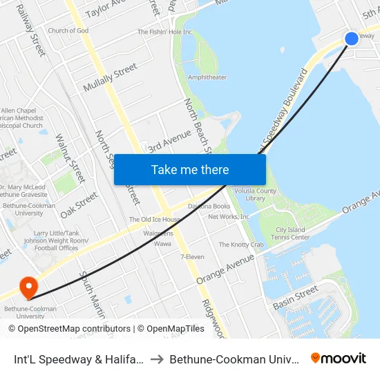 Int'L Speedway & Halifax Ob to Bethune-Cookman University map