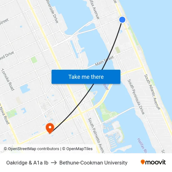 Oakridge & A1a Ib to Bethune-Cookman University map
