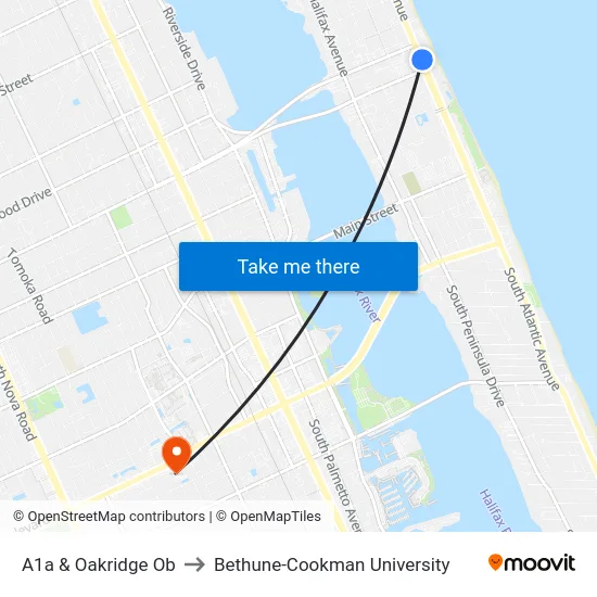 A1a & Oakridge Ob to Bethune-Cookman University map