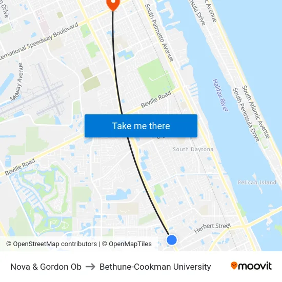 Nova & Gordon Ob to Bethune-Cookman University map