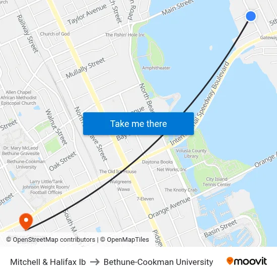 Mitchell & Halifax Ib to Bethune-Cookman University map