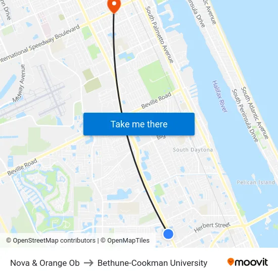 Nova & Orange Ob to Bethune-Cookman University map