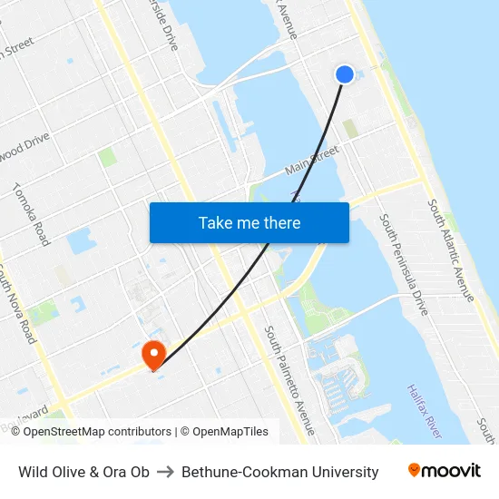 Wild Olive & Ora Ob to Bethune-Cookman University map