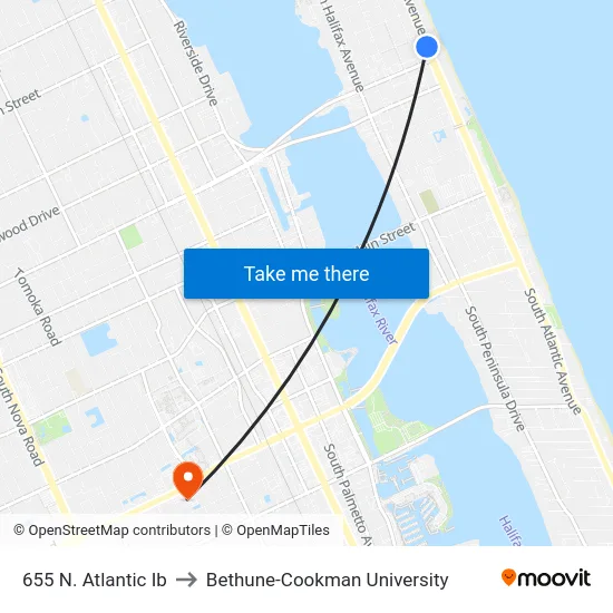 655 N. Atlantic Ib to Bethune-Cookman University map