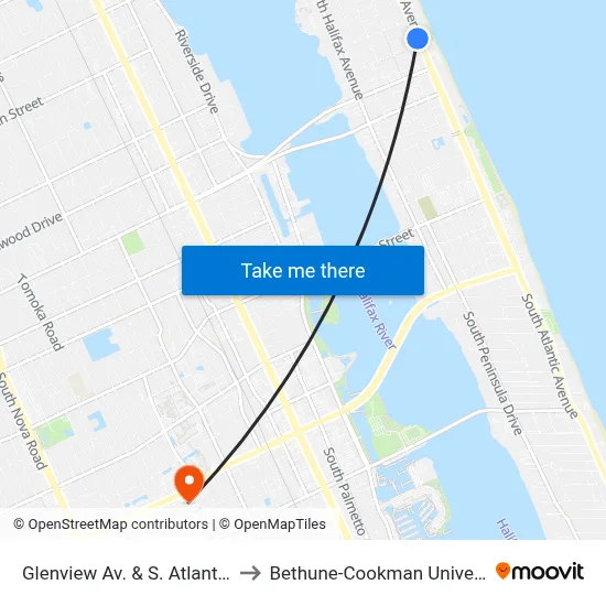 Glenview Av. & S. Atlantic Ib to Bethune-Cookman University map