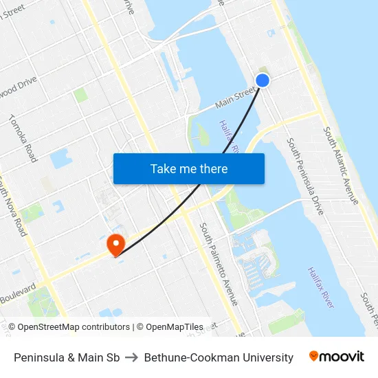 Peninsula & Main Sb to Bethune-Cookman University map