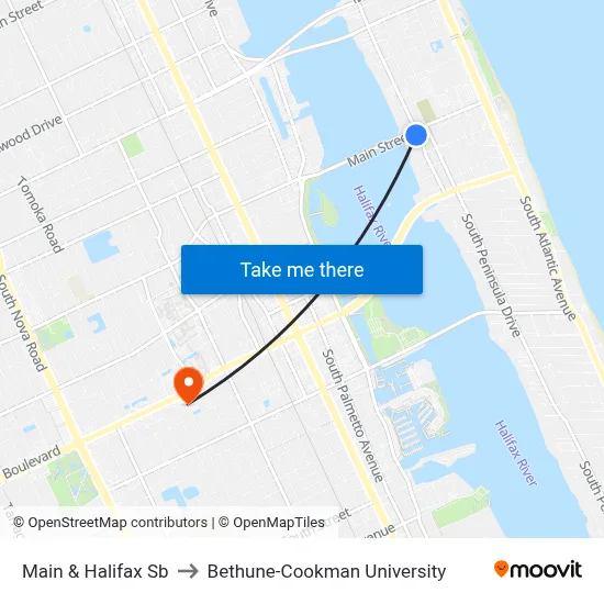 Main & Halifax Sb to Bethune-Cookman University map