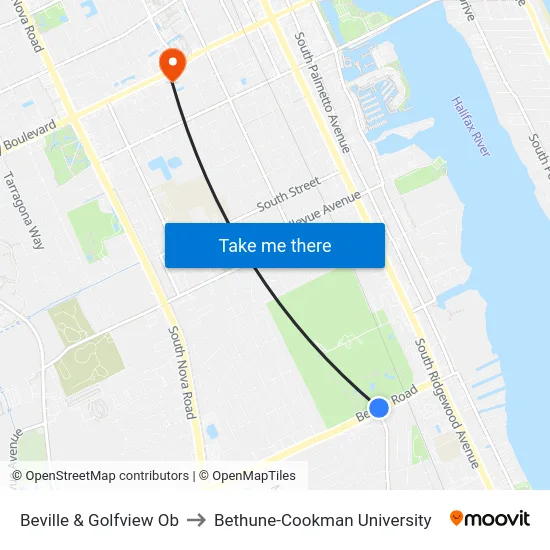 Beville & Golfview Ob to Bethune-Cookman University map