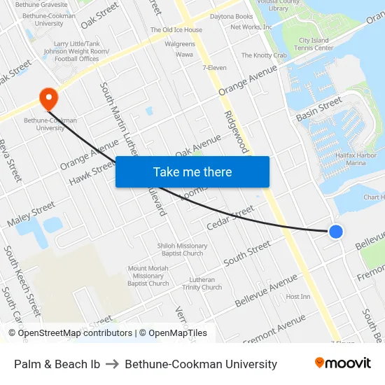 Palm & Beach Ib to Bethune-Cookman University map