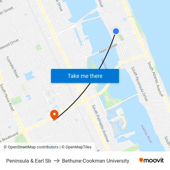 Peninsula & Earl Sb to Bethune-Cookman University map