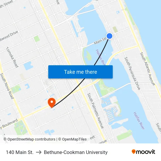 140 Main St. to Bethune-Cookman University map