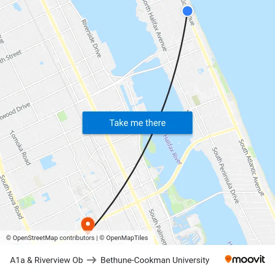 A1a & Riverview Ob to Bethune-Cookman University map
