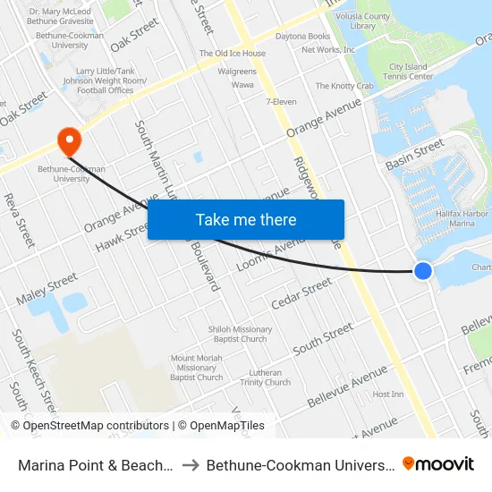 Marina Point & Beach Ib to Bethune-Cookman University map