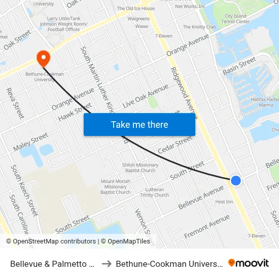 Bellevue & Palmetto Ob to Bethune-Cookman University map