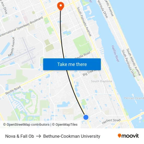 Nova & Fall Ob to Bethune-Cookman University map
