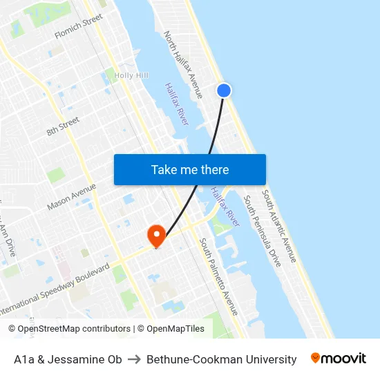 A1a & Jessamine Ob to Bethune-Cookman University map