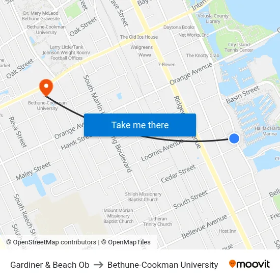 Gardiner & Beach Ob to Bethune-Cookman University map