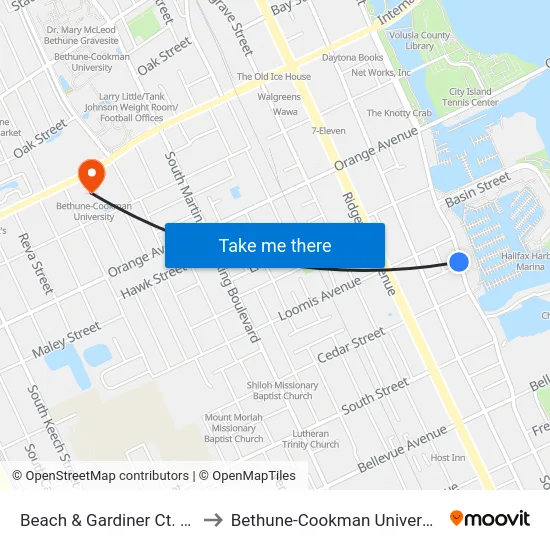 Beach & Gardiner Ct. Ob to Bethune-Cookman University map