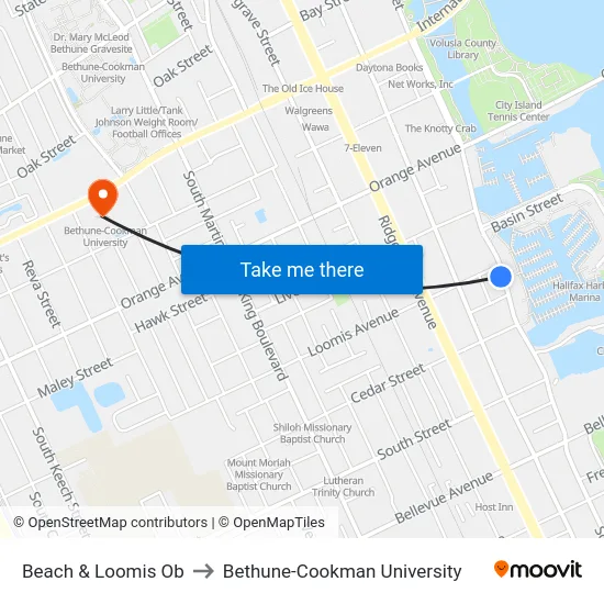 Beach & Loomis Ob to Bethune-Cookman University map