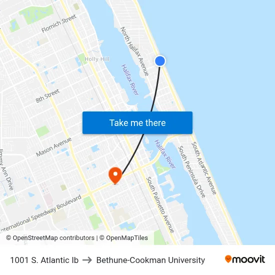 1001 S. Atlantic Ib to Bethune-Cookman University map