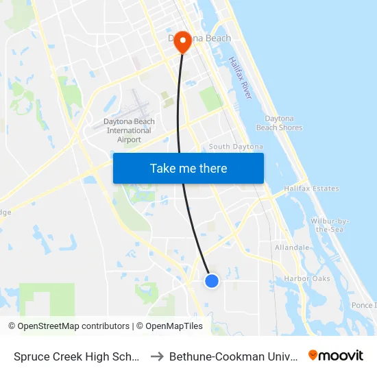 Spruce Creek High School Ib to Bethune-Cookman University map