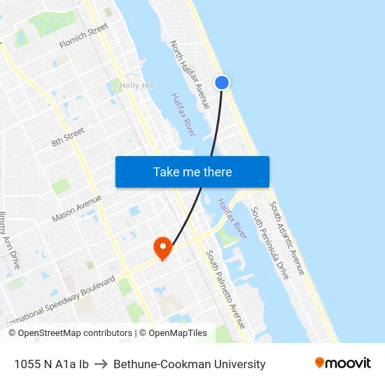 1055 N A1a Ib to Bethune-Cookman University map