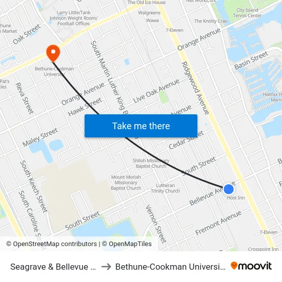 Seagrave & Bellevue Ib to Bethune-Cookman University map
