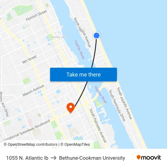1055 N. Atlantic Ib to Bethune-Cookman University map