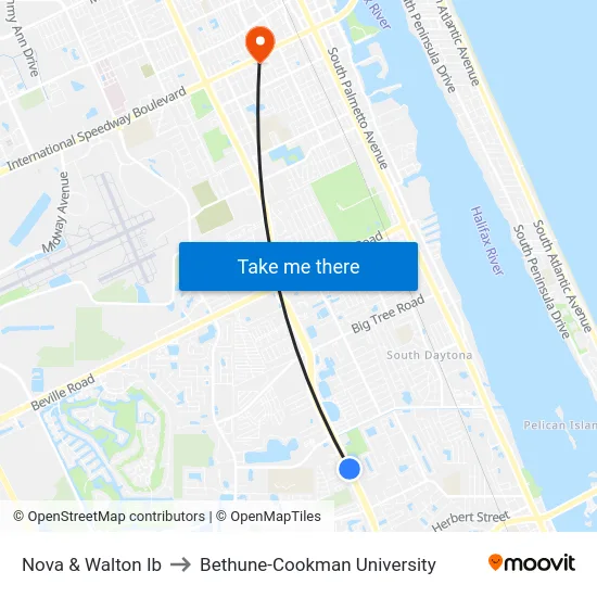 Nova & Walton Ib to Bethune-Cookman University map