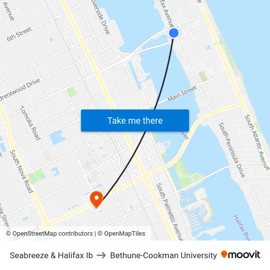 Seabreeze & Halifax Ib to Bethune-Cookman University map