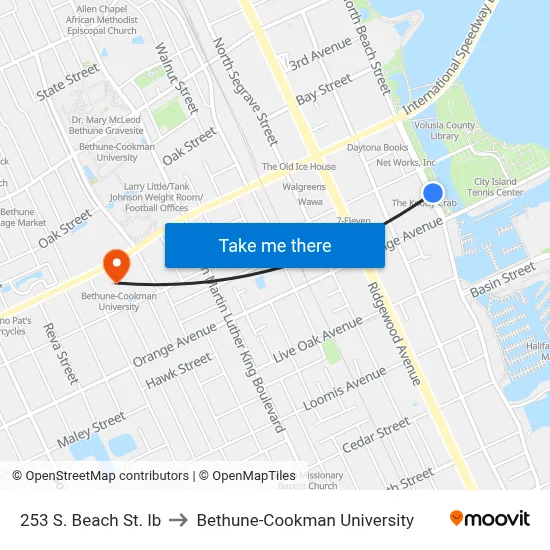 253 S. Beach St.  Ib to Bethune-Cookman University map