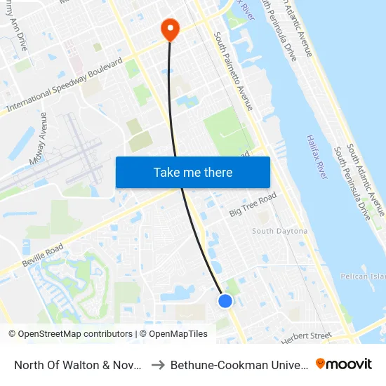 North Of Walton & Nova Ob to Bethune-Cookman University map