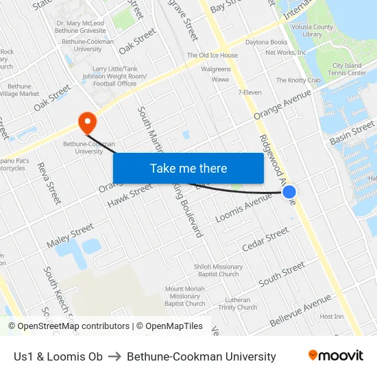 Us1 & Loomis Ob to Bethune-Cookman University map