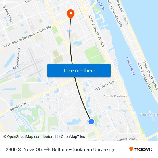 2800 S. Nova Ob to Bethune-Cookman University map