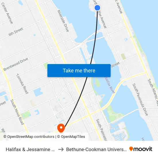 Halifax & Jessamine Ob to Bethune-Cookman University map