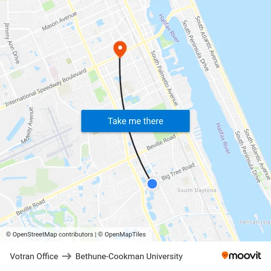 Votran Office to Bethune-Cookman University map