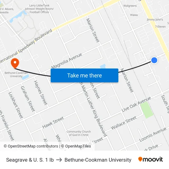 Seagrave & U. S. 1 Ib to Bethune-Cookman University map