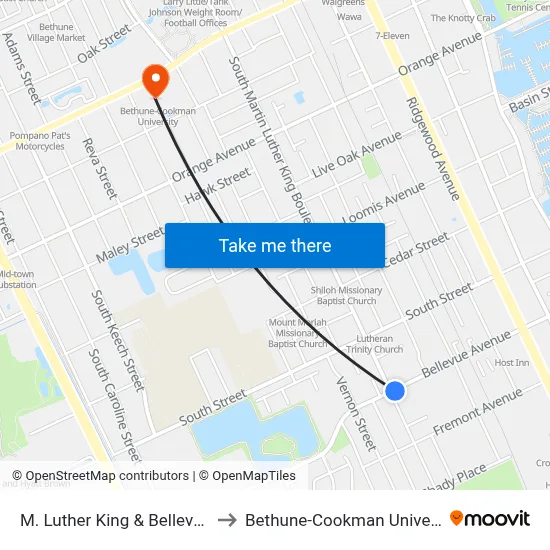 M. Luther King & Bellevue Ib to Bethune-Cookman University map