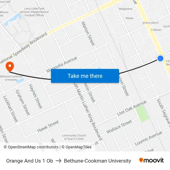 Orange And Us 1 Ob to Bethune-Cookman University map