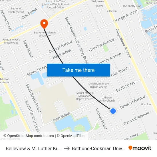 Belleview & M. Luther King Ob to Bethune-Cookman University map