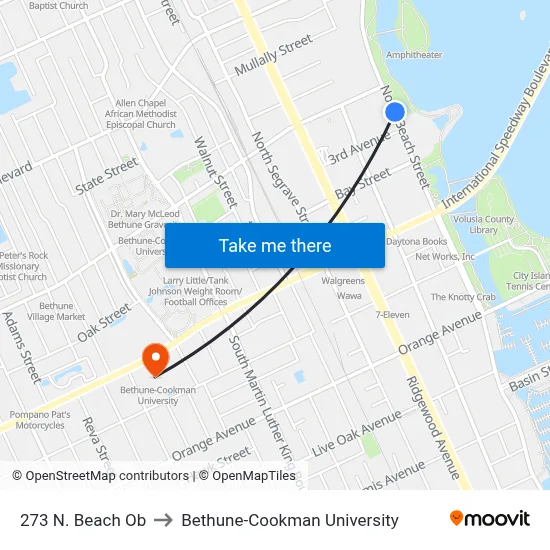 273 N. Beach  Ob to Bethune-Cookman University map