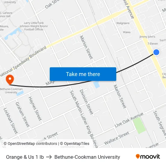 Orange & Us 1 Ib to Bethune-Cookman University map