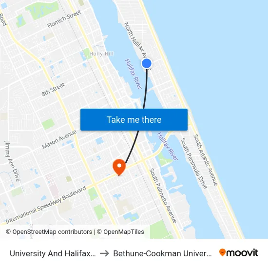 University And Halifax Ib to Bethune-Cookman University map