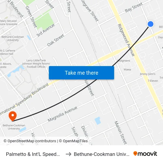 Palmetto & Int'L Speedway Ib to Bethune-Cookman University map