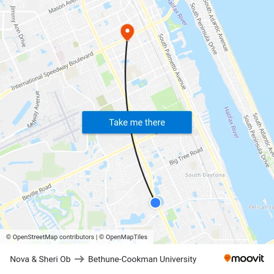 Nova & Sheri Ob to Bethune-Cookman University map